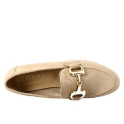 Women's Moccasin In Taupe Suede With Gold Buckle -Shoes Store mocassino da donna scamosciato con fibbia ninfataupe 5