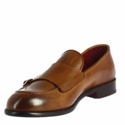 Brown Double Buckle Moccasin For Men -Shoes Store mocassino da uomo doppia fibbia 11283marrone 4