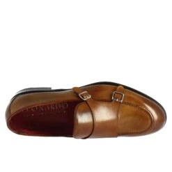 Brown Double Buckle Moccasin For Men -Shoes Store mocassino da uomo doppia fibbia 11283marrone 5