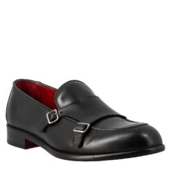 Black Double Buckle Moccasin For Men