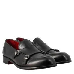 Black Double Buckle Moccasin For Men -Shoes Store mocassino da uomo doppia fibbia 11283nero 7