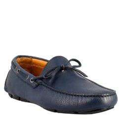Tubular Moccasin With Laces For Men In Blue Leather