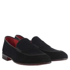 Elegant Black Suede Men's Moccasin -Shoes Store mocassino da 20uomo in pelle scamosciata 11313nero 7