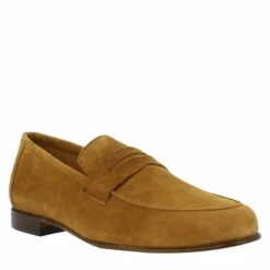 Handmade Men's Slip-on Loafers In Brown Suede LEATHER