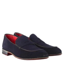 Elegant Blue Moccasin For Men In Suede Leather -Shoes Store mocassino dauomo in pelle scamosciata 11313galassia 7