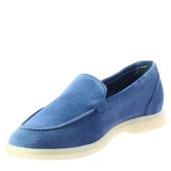 Flexible Women's Moccasin In Light Blue Suede -Shoes Store mocassino flessibile da donna scamosciato 11200celeste 4