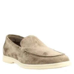 Elegant Gray Unlined Loafer For Men In Suede