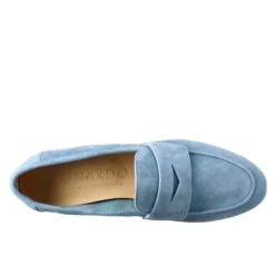 Flexible Women's Moccasin In Light Blue Suede And Rubber Sole -Shoes Store mocassino leggero da donna scamosciato adeleceleste 5