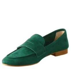 Handmade Moccasin For Women In Green Suede. -Shoes Store mocassino leggero da donna scamosciato adeleverde 4