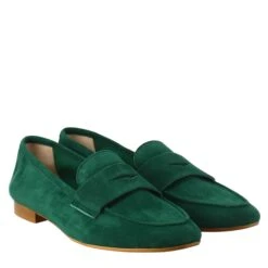 Handmade Moccasin For Women In Green Suede. -Shoes Store mocassino leggero da donna scamosciato adeleverde 7