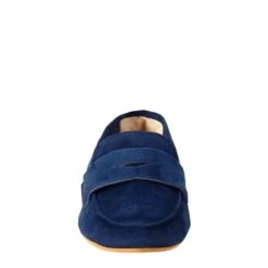 Handmade Women's Moccasin In Dark Blue Suede. -Shoes Store mocassino leggero da donna scamosciato blu adeleabyss 3