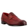 Elegant Red Moccasin For Men In Woven Full Grain Leather -Shoes Store mocassino rosso da uomo in pelle 11250rosso 2