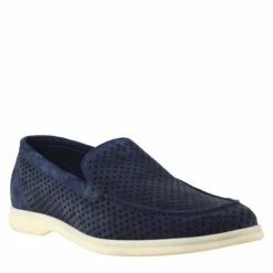 Elegant Dark Blue Unlined Loafer For Men In Suede