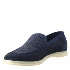 Elegant Dark Blue Unlined Loafer For Men In Suede -Shoes Store mocassino sfoderato elegante da uomo in camoscio 11212navy 4