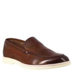 Elegant Brown Unlined Moccasin For Men In Full Grain Leather