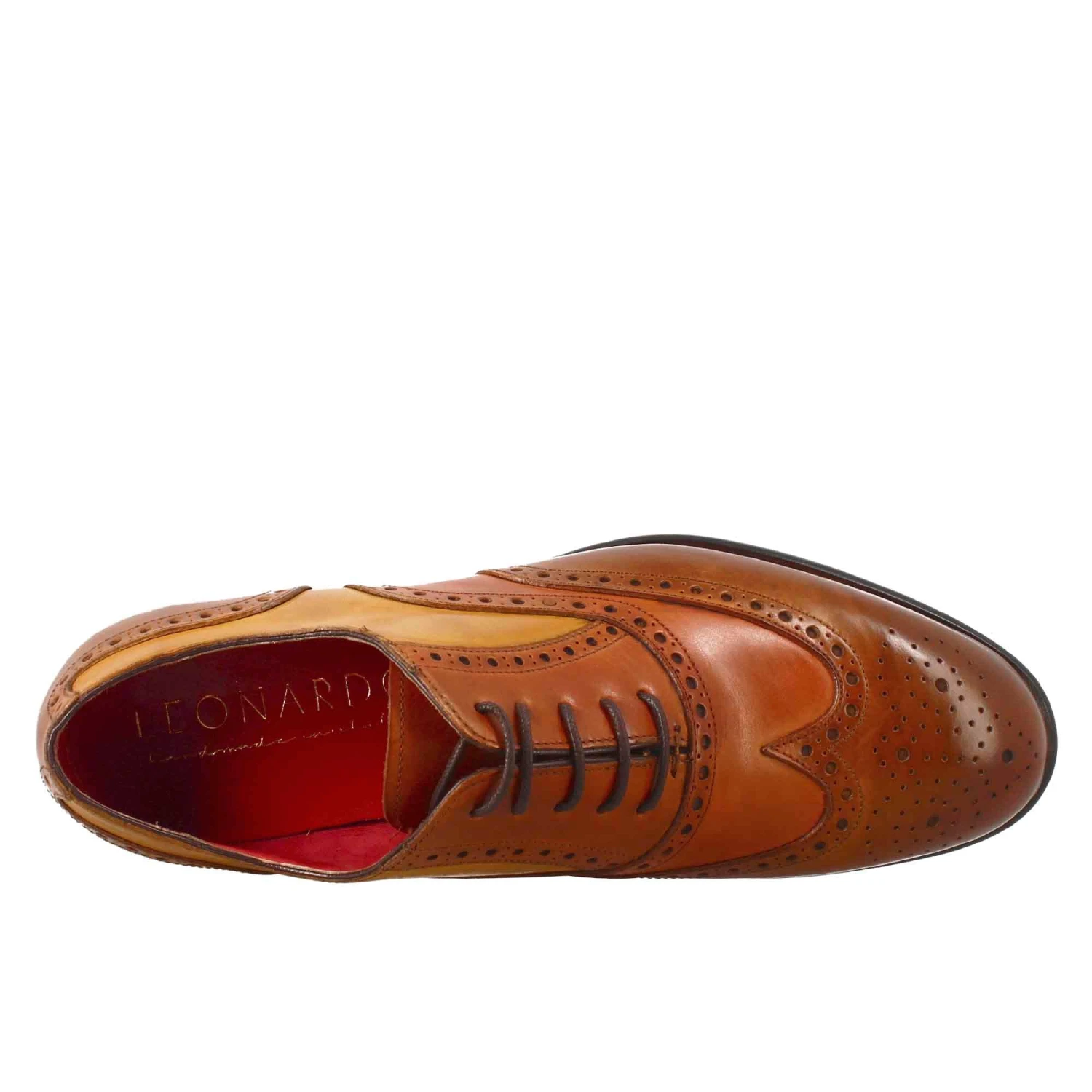 Oxford Brogue Marrone Arancio E Giallo Elegante Da Uomo In Pelle 7 Oxford Brogue Marrone Arancio E Giallo Elegante Da Uomo In Pelle - Image 5