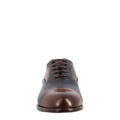 Dark Brown And Blue Elegant Men's Oxford In Leather And Red Lining -Shoes Store oxford da uomo in 20pelle 11279testadimoroblu 3
