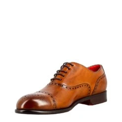 Men's Elegant Brown Leather Semi Brogue Oxford 12 Men's Elegant Brown Leather Semi Brogue Oxford -Shoes Store oxford da uomo in pelle 11221marrone 4