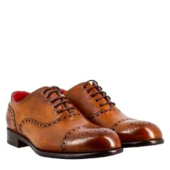 Men's Elegant Brown Leather Semi Brogue Oxford 15 Men's Elegant Brown Leather Semi Brogue Oxford -Shoes Store oxford da uomo in pelle 11221marrone 7