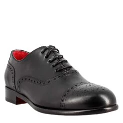 Elegant Men's Black Leather Semi Brogue Oxford