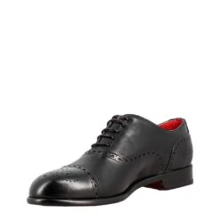 Elegant Men's Black Leather Semi Brogue Oxford -Shoes Store oxford da uomo in pelle 11221nero 4
