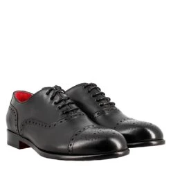 Elegant Men's Black Leather Semi Brogue Oxford -Shoes Store oxford da uomo in pelle 11221nero 7