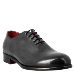 Men's Elegant Blue Wholecut Oxford In Leather And Red Lining