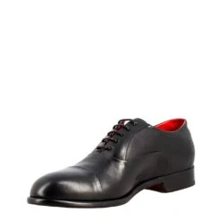 Men's Elegant Black Oxford In Leather And Red Lining -Shoes Store oxford da uomo in pelle e fodera 20rossa 11279nero 4