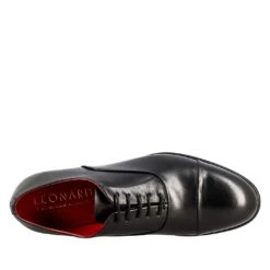 Men's Elegant Black Oxford In Leather And Red Lining -Shoes Store oxford da uomo in pelle e fodera 20rossa 11279nero 5