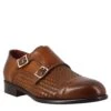 Men's Double Buckle Shoe In Sienna Brown Woven Leather 1 Men's Double Buckle Shoe In Sienna Brown Woven Leather -Shoes Store oxford da uomo in pelle fodera rossa 11278siena 2