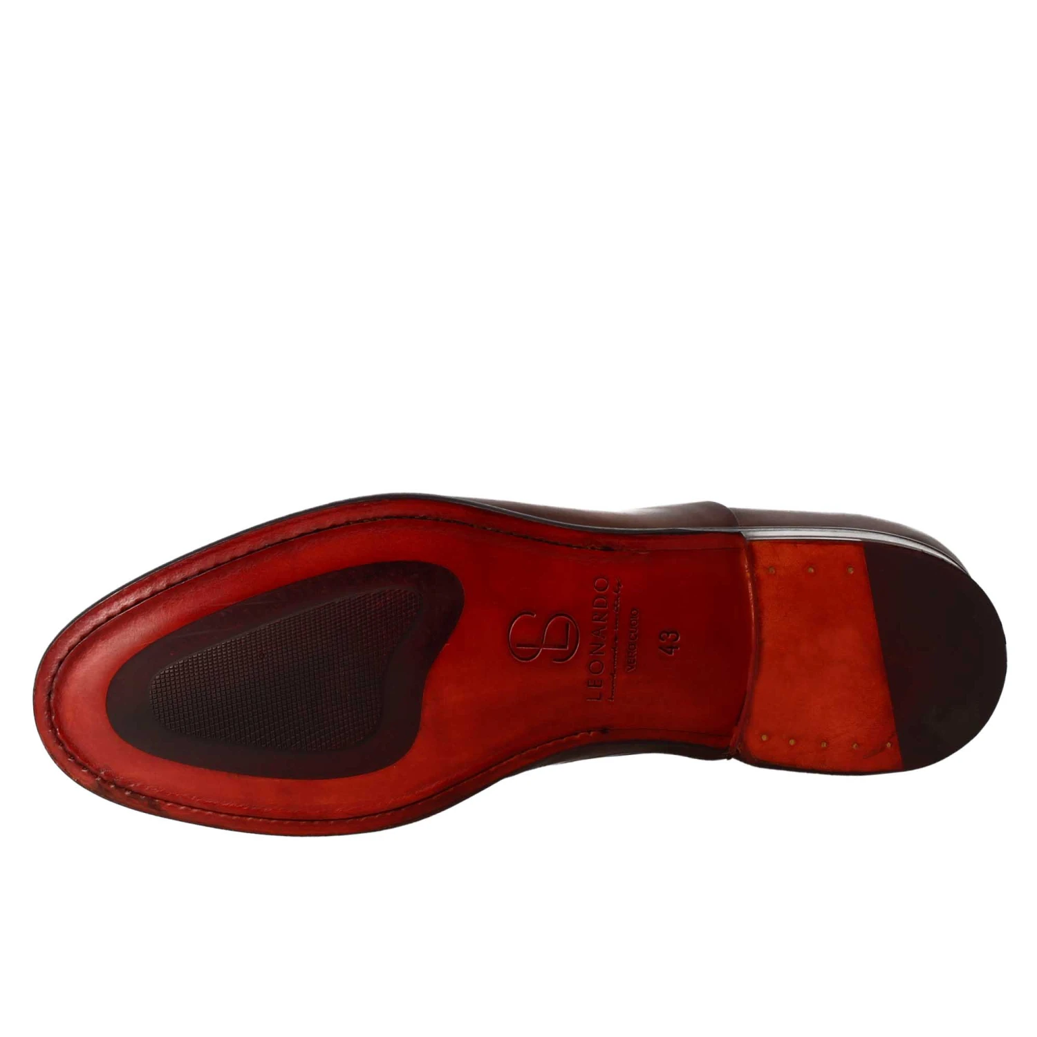 Men's Elegant Dark Brown Oxford In Leather And Red Lining 8 Men's Elegant Dark Brown Oxford In Leather And Red Lining - Image 6