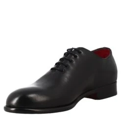 Men's Elegant Black Wholecut Leather Oxford -Shoes Store oxford nera da uomo in pelle e fodera rossa 11278nero 4
