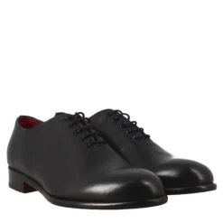 Men's Elegant Black Wholecut Leather Oxford -Shoes Store oxford nera da uomo in pelle e fodera rossa 11278nero 7