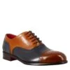 Elegant Men's Brown And Blue Semi Brogue Oxford In Leather -Shoes Store oxford semi brogue da uomo in pelle 11221marroneblu 2