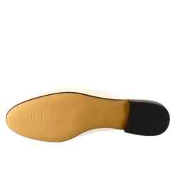 White Sabot With Golden Buckle And Real Leather Sole -Shoes Store sabot da donna in pelle con fibbia 52bianco 6