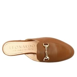 Brown Sabot With Golden Buckle And Leather Sole -Shoes Store sabot da donna in pelle con fibbia 52cuoio 5