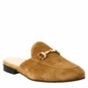 Women's Mules In Light Brown Suede With Gold Buckle -Shoes Store sabot da donna in pelle scamosciata con fibbia oro 52marronechiaro 2