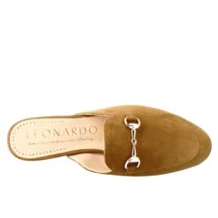 Women's Mules In Light Brown Suede With Gold Buckle -Shoes Store sabot da donna in pelle scamosciata con fibbia oro 52marronechiaro 5