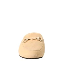 Woman's Mules In Beige Suede With Gold Buckle -Shoes Store sabot da donna scamosciati con fibbia 52beige 3
