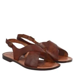 Ancient Roman Style Women's Arcadia Sandals In Brown Leather -Shoes Store sandali arcadia da donna stile romano in pelle 50329marrone 6 94d001f6 9917 40c6 a8ea 7055abe8d5e4