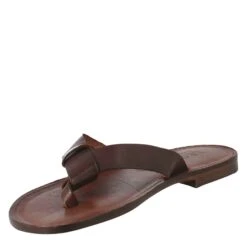 Men's Gladiator Sandals In Arezzo In Brown Leather -Shoes Store sandali arezzo da uomo in pelle 50057marrone 4