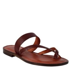 Ancient Roman Style Nebula Women's Sandals In Brown Leather