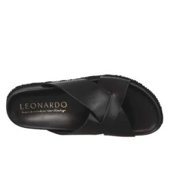 Black Open Back Leather Sandals For Men -Shoes Store sandali da uomo in pelle aperti dietro m7280nero 5