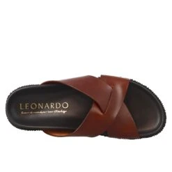 Open Back Brown Leather Men's Sandals -Shoes Store sandali da uomo in pelle aperti dietro m7280tan 5