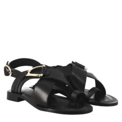 Women's Thong Sandals In Black Leather -Shoes Store sandali donna infradito in pelle w2226 7