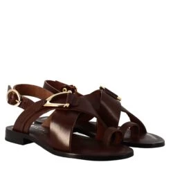 Brown Leather Thong Sandals For Women. -Shoes Store sandali donna infradito in pelle w226marrone 7
