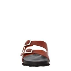 Brown Double Buckle Sandals For Men In Leather Open On The Back -Shoes Store sandali doppia fibbia da uomo in pelle m6853tan 3