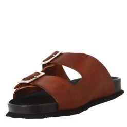Brown Double Buckle Sandals For Men In Leather Open On The Back -Shoes Store sandali doppia fibbia da uomo in pelle m6853tan 4