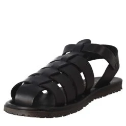 Men's Franciscan Sandals Handmade In Black Leather With Buckle Closure -Shoes Store sandali francescani da uomo in pelle m5047nero 4