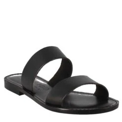 Nirvana Women's Sandals In Ancient Roman Style In Black Leather